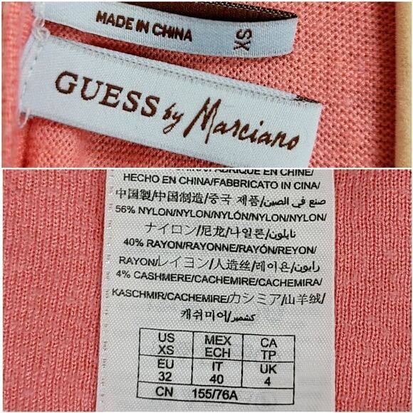 𝅺guess by Marciano Coral Waterfall Open Front High Low Cardigan Sweater XS - Picture 11 of 15